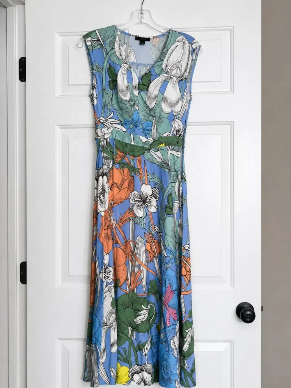 J.Crew Blue Tropical Floral Maxi Dress Size 0 Sleeveless Vacation Dress